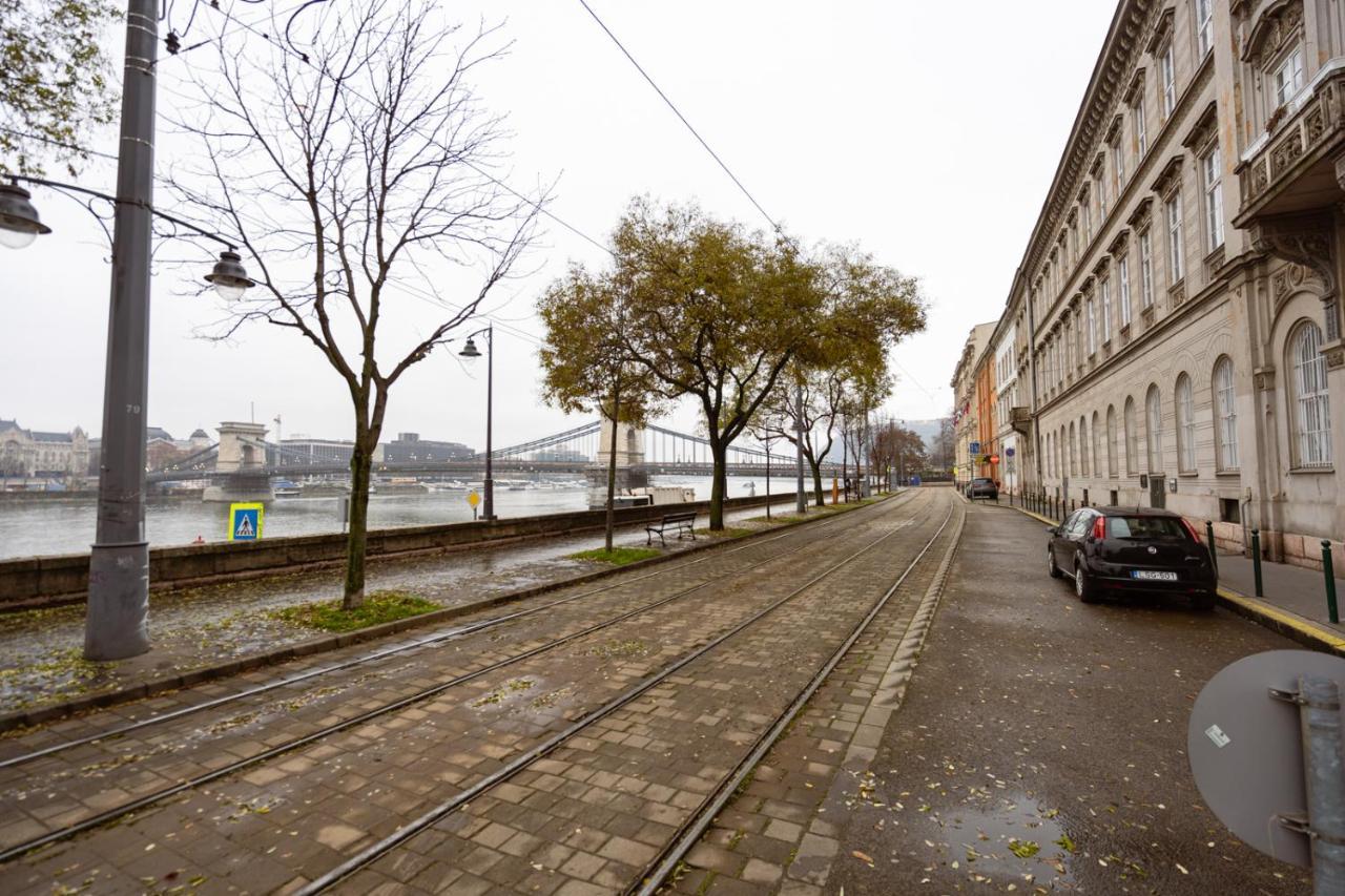 Danube Waterfront View At Chain Bridge Budapest Ngoại thất bức ảnh