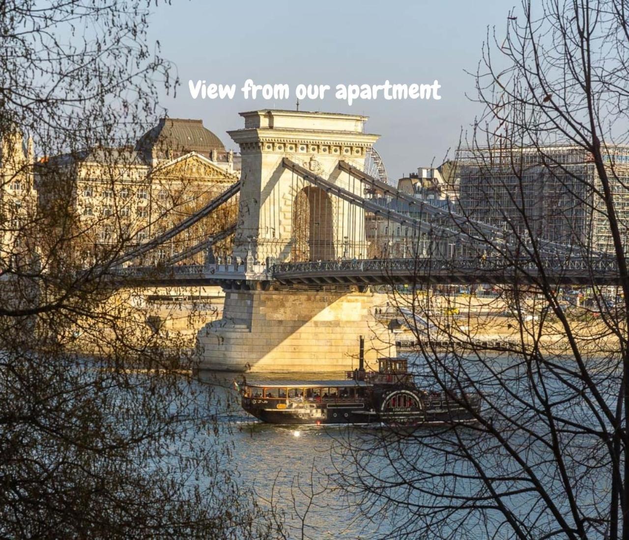 Danube Waterfront View At Chain Bridge Budapest Ngoại thất bức ảnh
